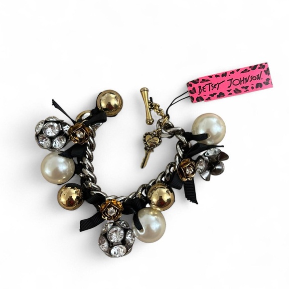 Betsey Johnson Gold and Black Charm Bracelet - Picture 1 of 6